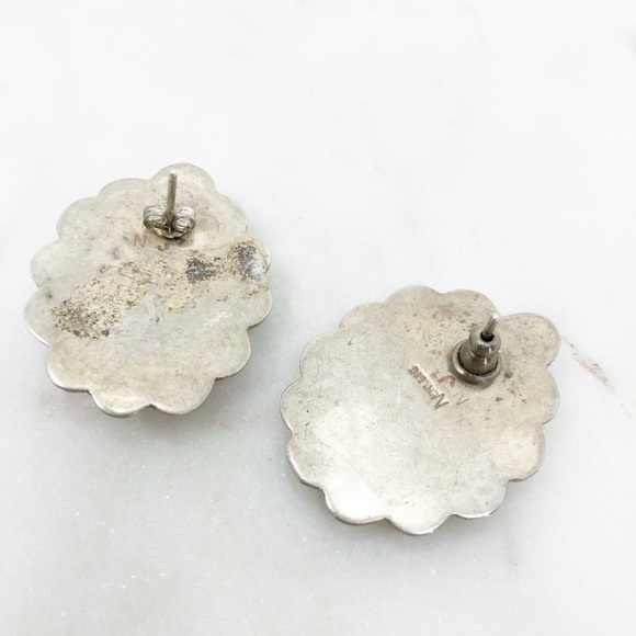 [SOLD] Vintage | Silver Turquoise Gem Earrings - Picture 5 of 5